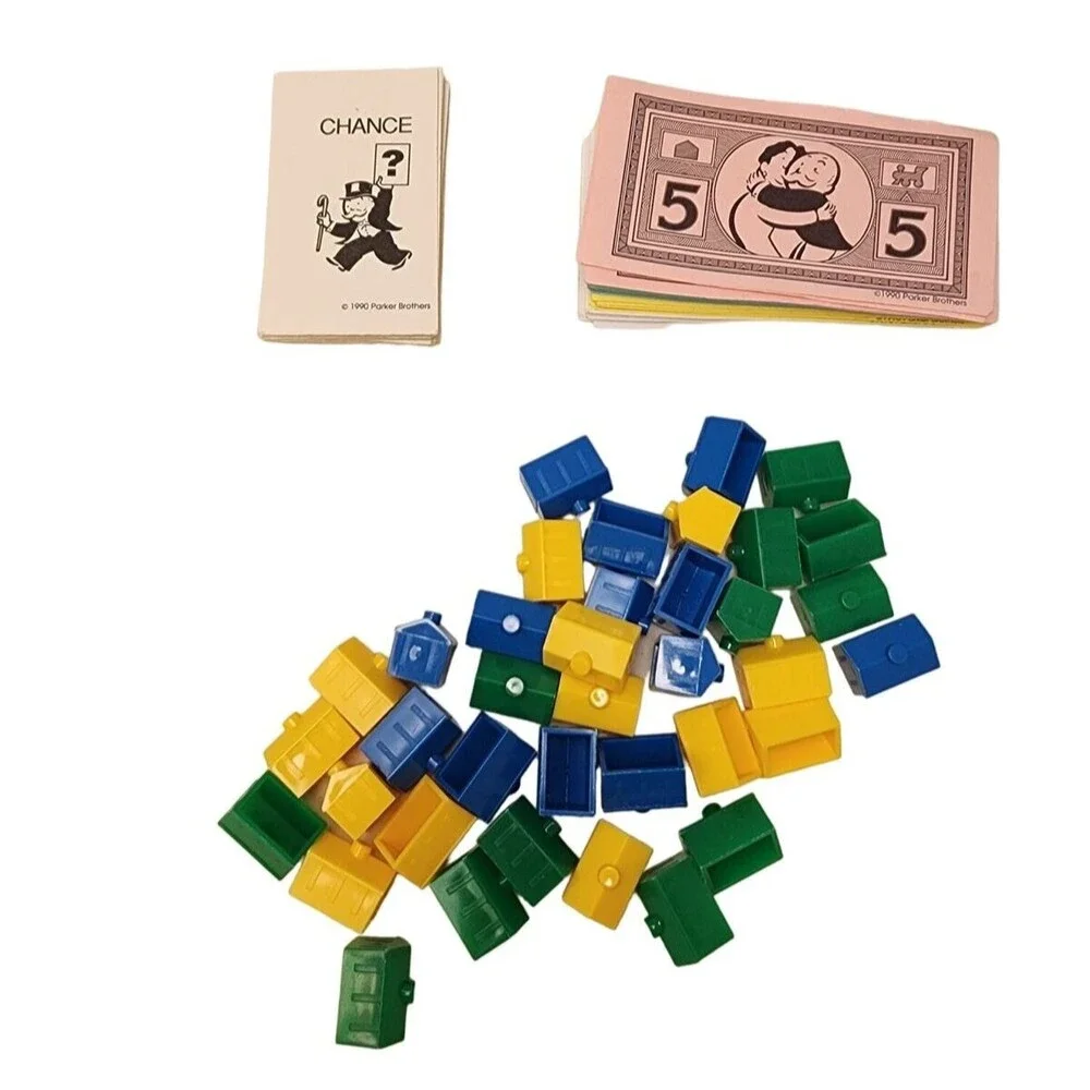 #7679 Monopoly Game pieces Houses Hotels cards Money c1990